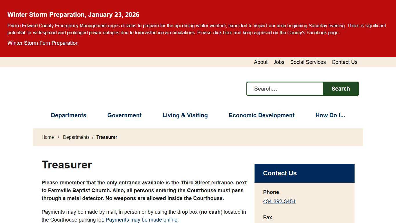 Treasurer Prince Edward County