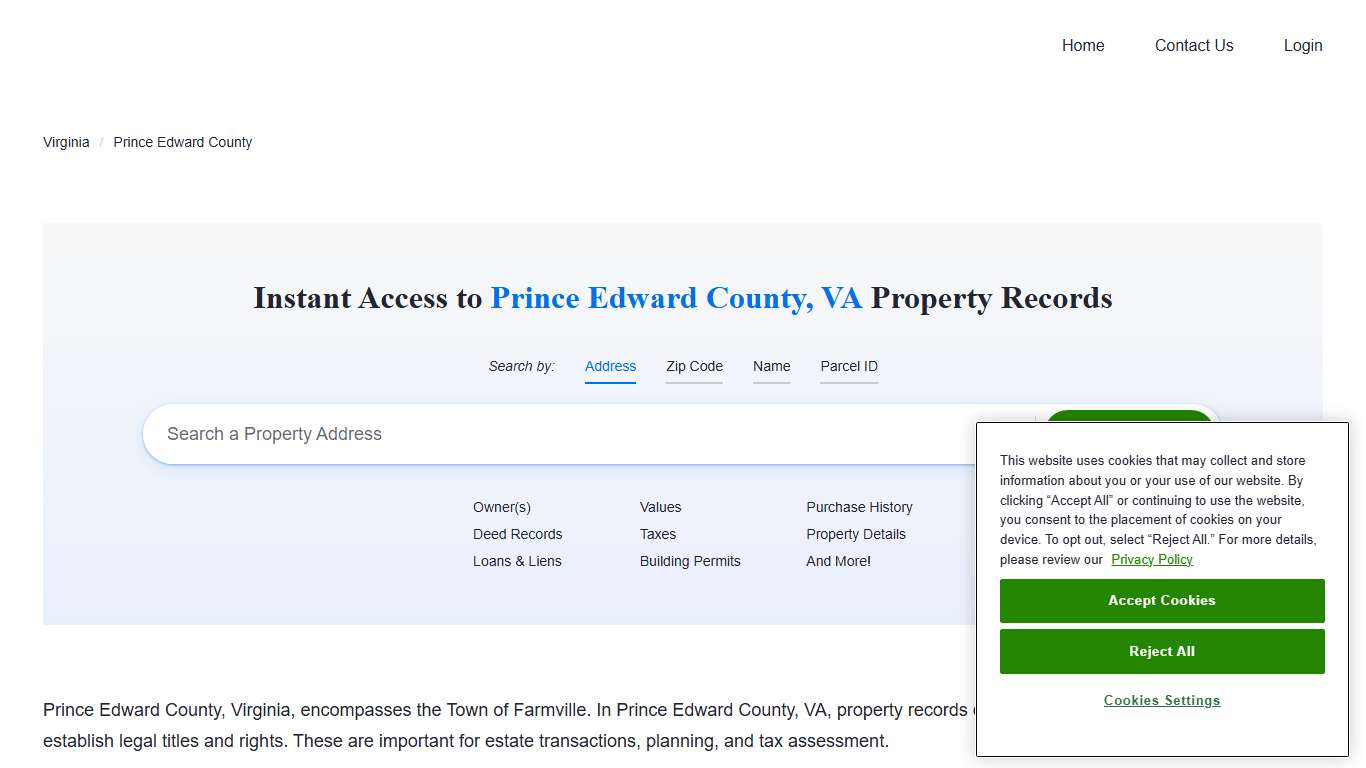 Prince Edward County Property Records Owners, Deeds, Permits
